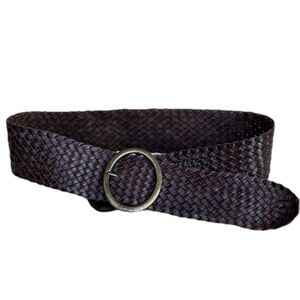 Jessica Simpson Boho Western Y2K Brown Woven Braided Leather Wide Belt Large